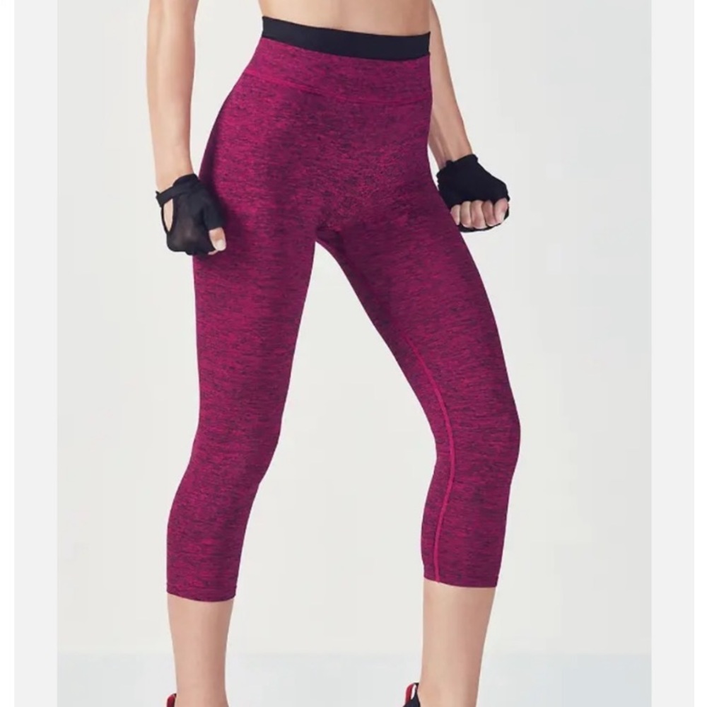 Demi Lovato Fabletics Aloni‎ High Waisted Tight Magenta Heather Black bonus pair